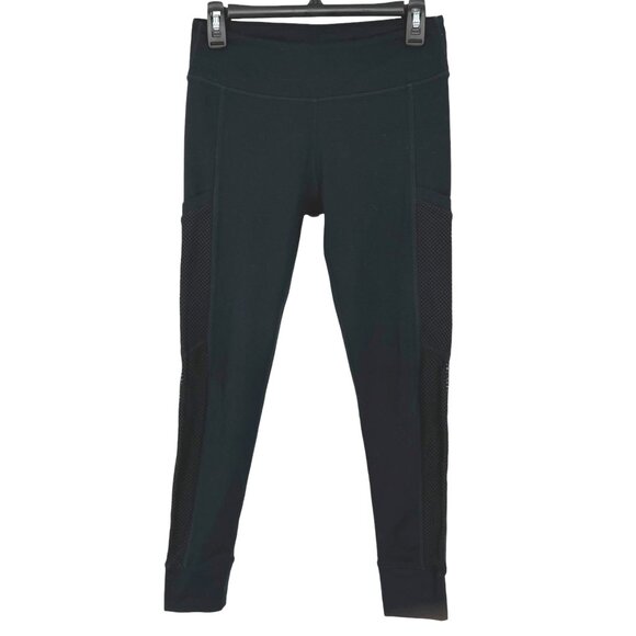 Fabletics Black Cropped Pocket Leggings Mesh Inset Size Small - Picture 6 of 10